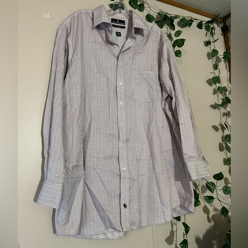 Hart Schaffner Marx Lavender Checkered Dress Shirt